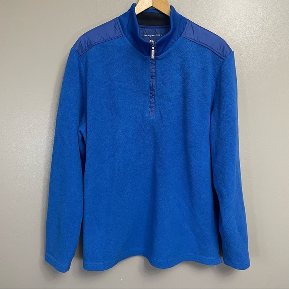 Tommy Bahama Mens L blue fleece pullover 1/4 Zip Athleisure active - Picture 1 of 13
